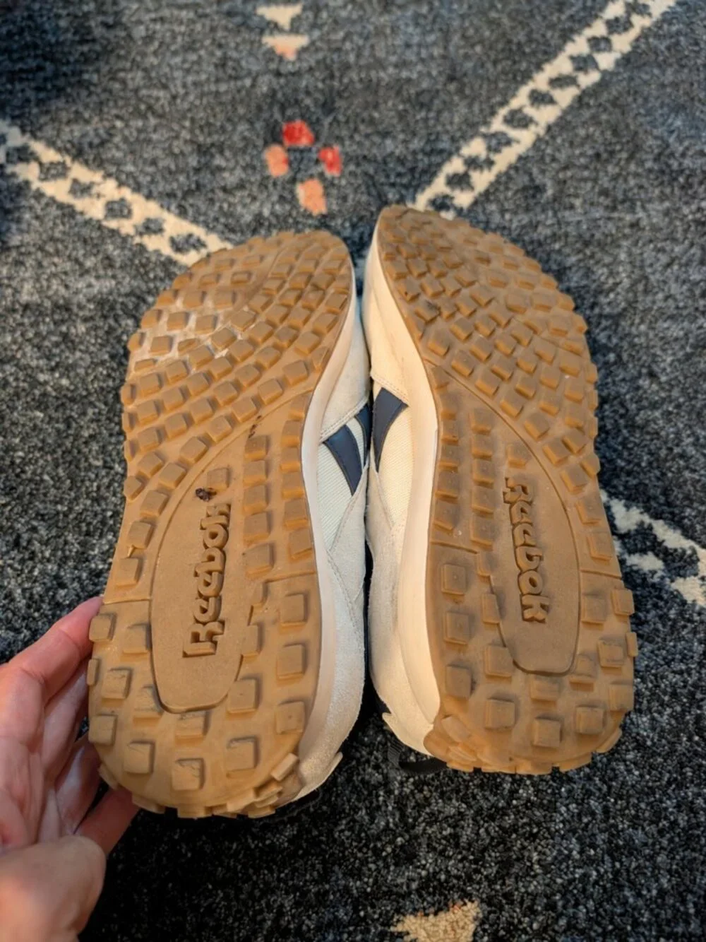 Reebok Forte Racer Men's Size 13 Cream Navy Gum Retro Sneakers Ortholite